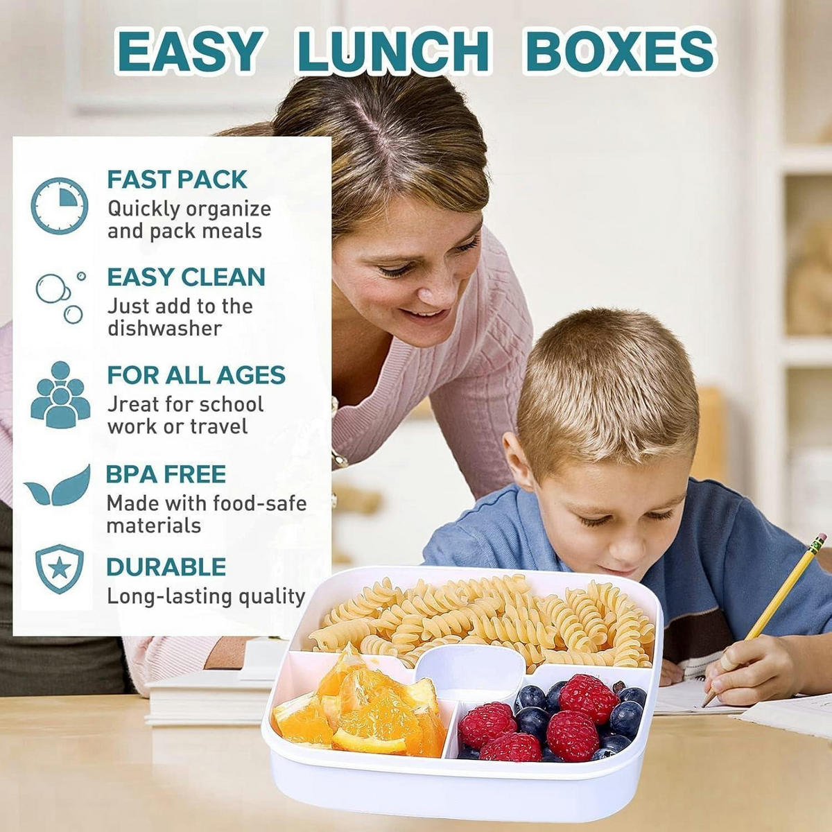 SALATBOX mit 3 Fächern und Dressingbehälter 1500 ml Dunkelblau - Dunkelblau, Kunststoff (17.5/9.9/17.5cm)