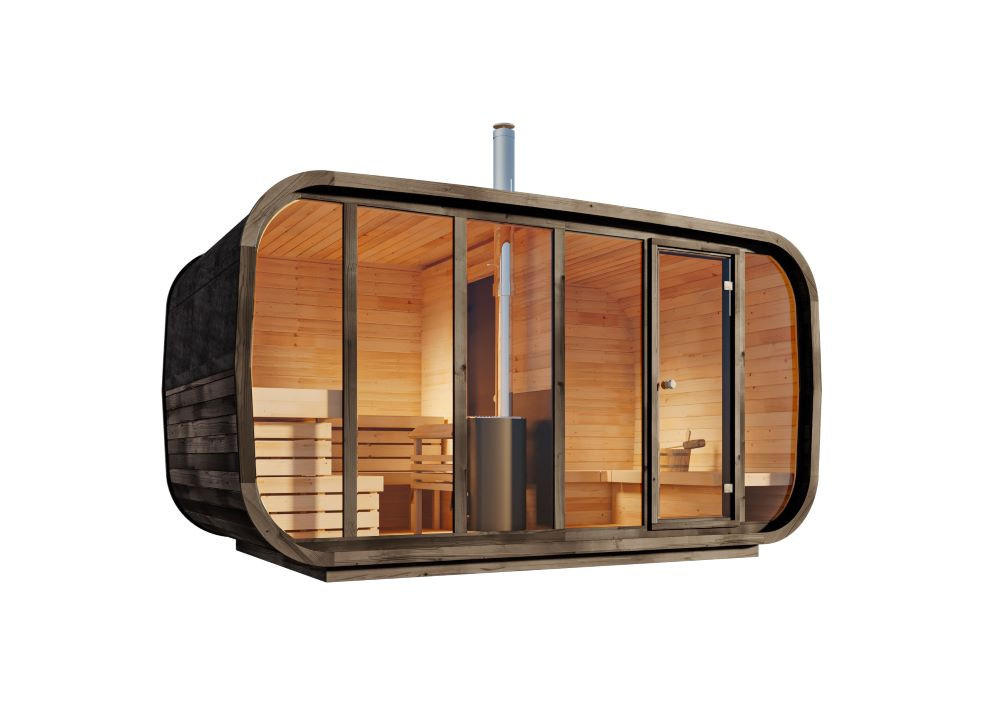 FASSSAUNA Holz Komplettset - ScandiCube Space - Naturfarben, Holz (420/230/230cm) - FinnTherm