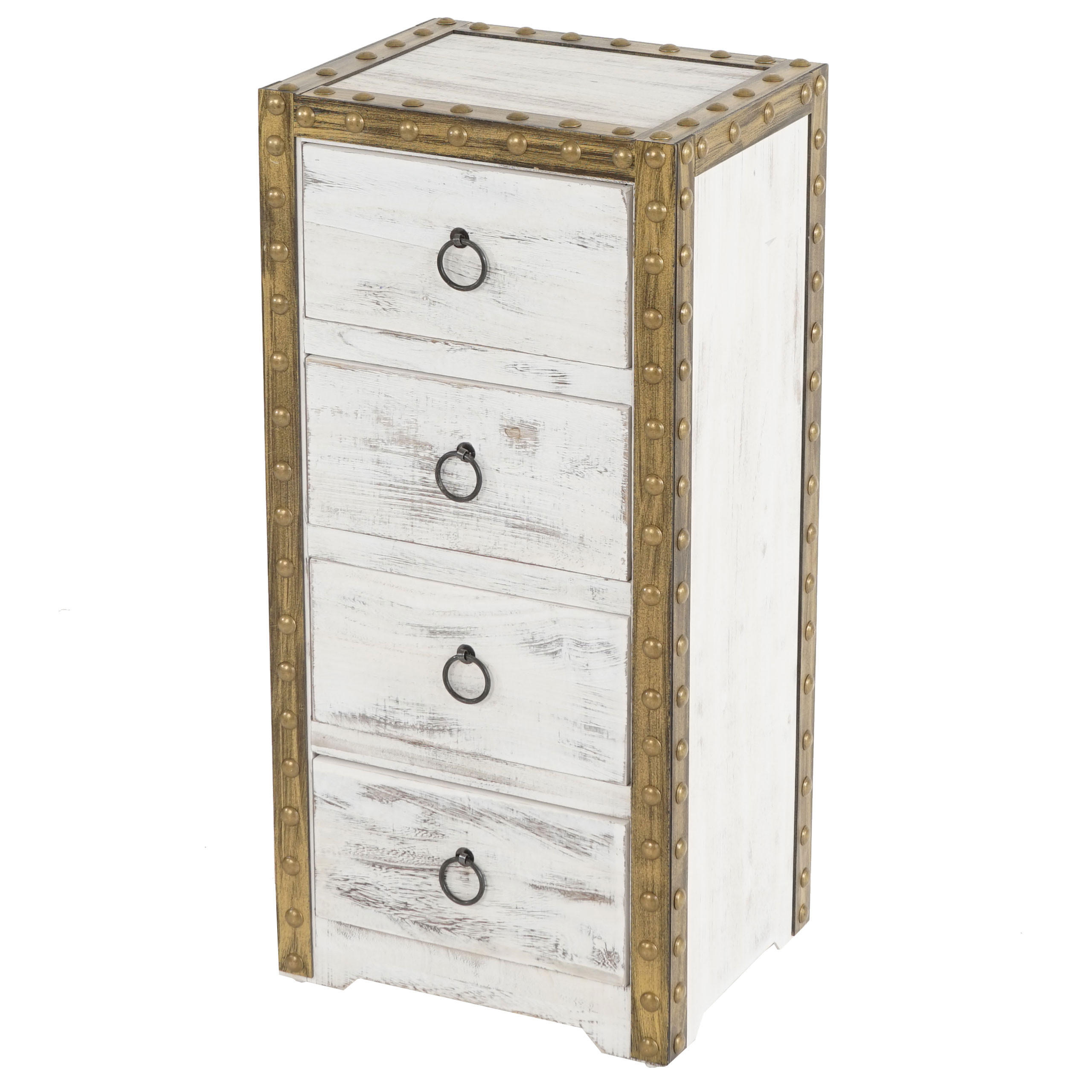 MCW KOMODA 4 ZÁSUVKY SHABBY-LOOK Krémově bílá