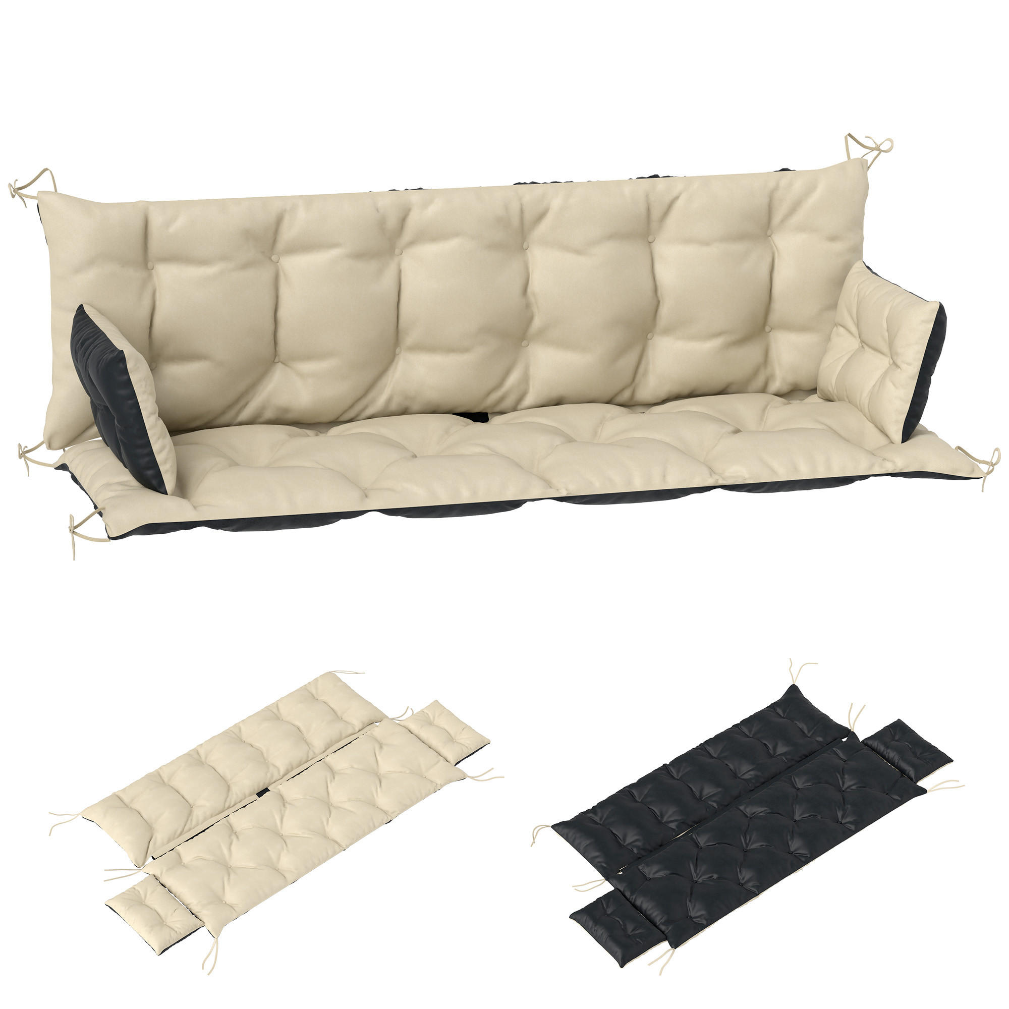 BANKAUFLAGE 3 Sitzer 180x 110x 8 cm - Beige, Kunststoff (110/8/180cm) - Outsunny