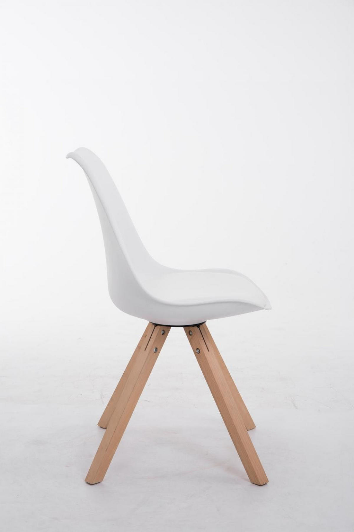 STUHL Lederlook weiß - Eukalyptusholzfarben/Weiß, Holz/Textil (47.5/83/55.5cm) - CLP