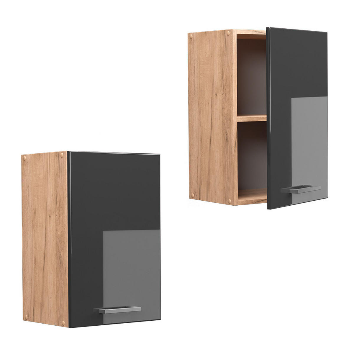 HÄNGESCHRANK R-Line Anthrazit Hochglanz 40 cm - Anthrazit/Eiche Wotan, Holzwerkstoff (40/60/31cm) - Vicco