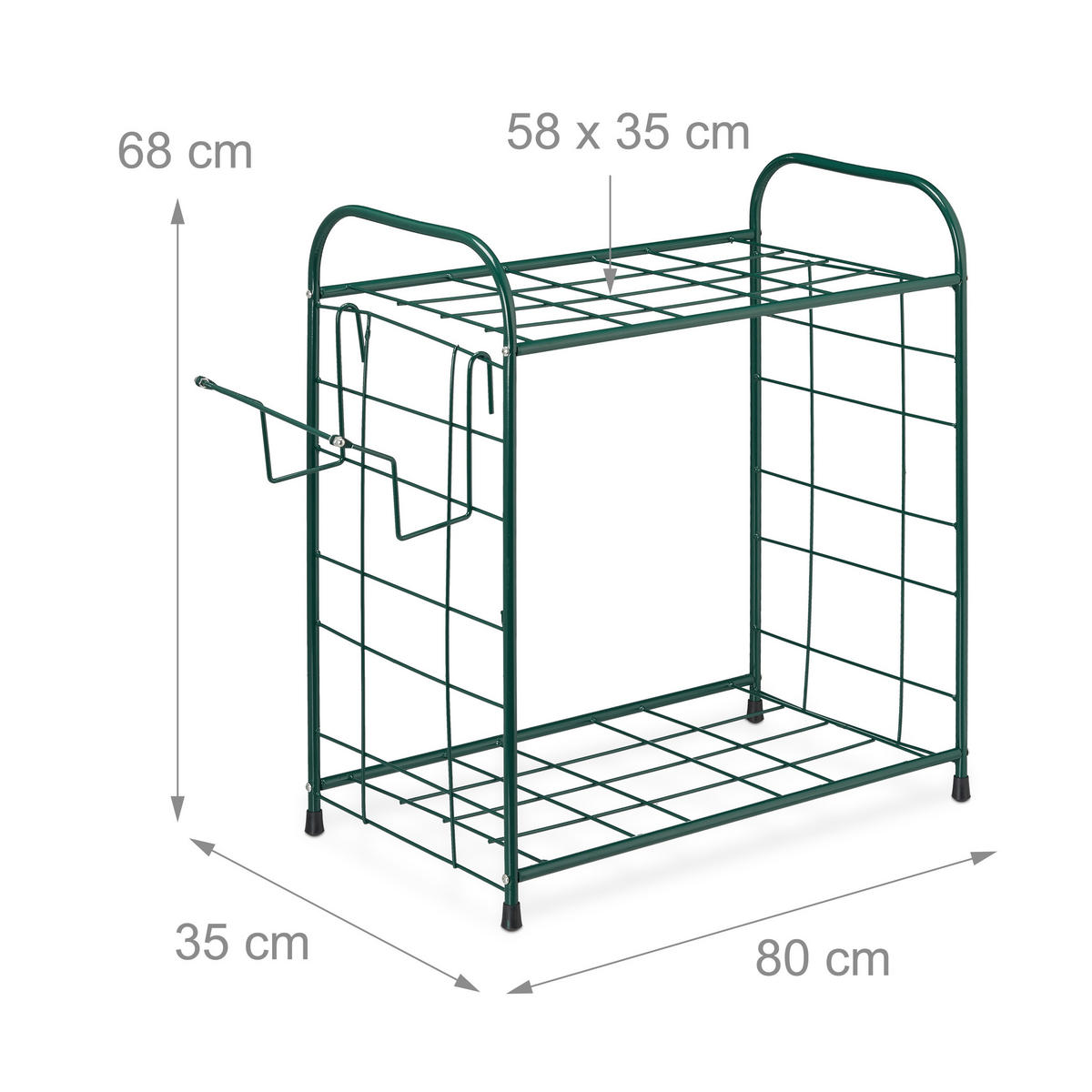 GARTENGERÄTEHALTER - Dunkelgrün, Metall (80/68/35cm) - Relaxdays