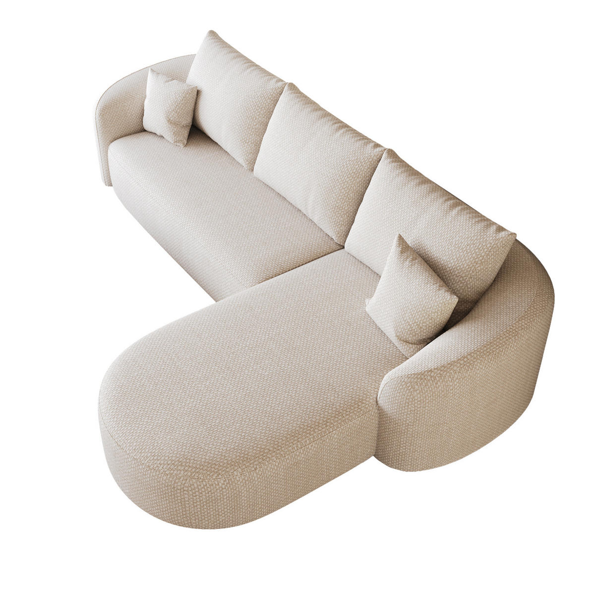 ECKSOFA 266 cm weiß aus Stoff ohne Montage - Weiß, Textil (168/266cm) - OKWISH