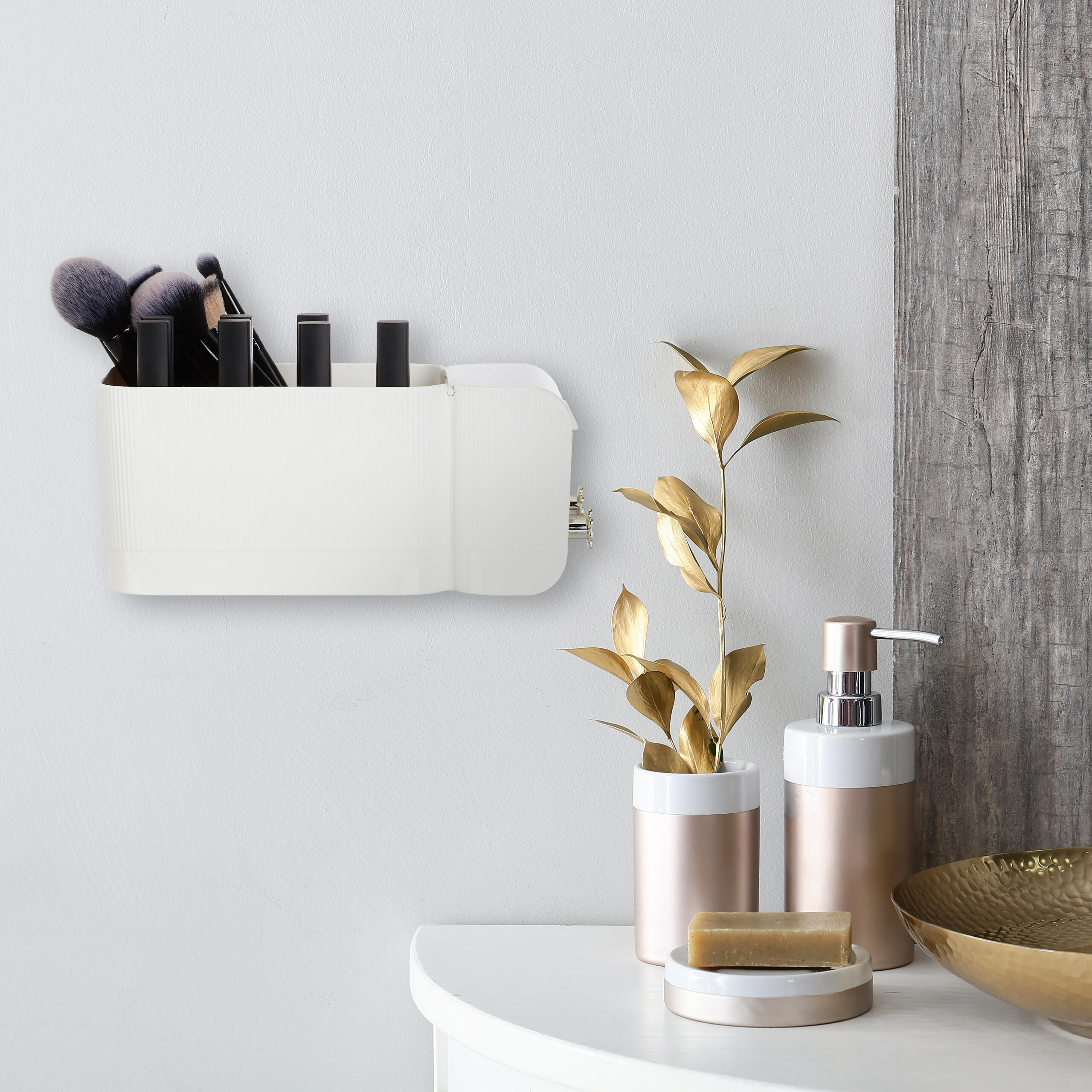 KOSMETIK-ORGANIZER - Weiß, Kunststoff (24/10/12.5cm) - Relaxdays