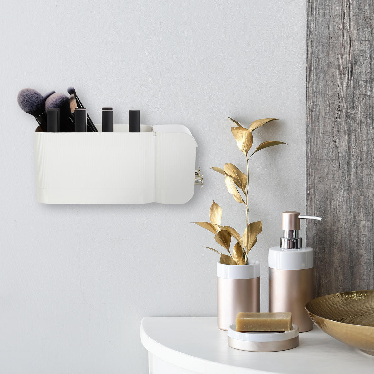 KOSMETIK-ORGANIZER - Weiß, Kunststoff (24/10/12.5cm) - Relaxdays