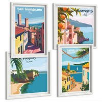 BILDER SET 4er Set - 50x50 cm & 40x60 cm Weißer Rahmen - Italienische Küstenstädte - Weiß, Kunststoff (50/50cm) - TULUP