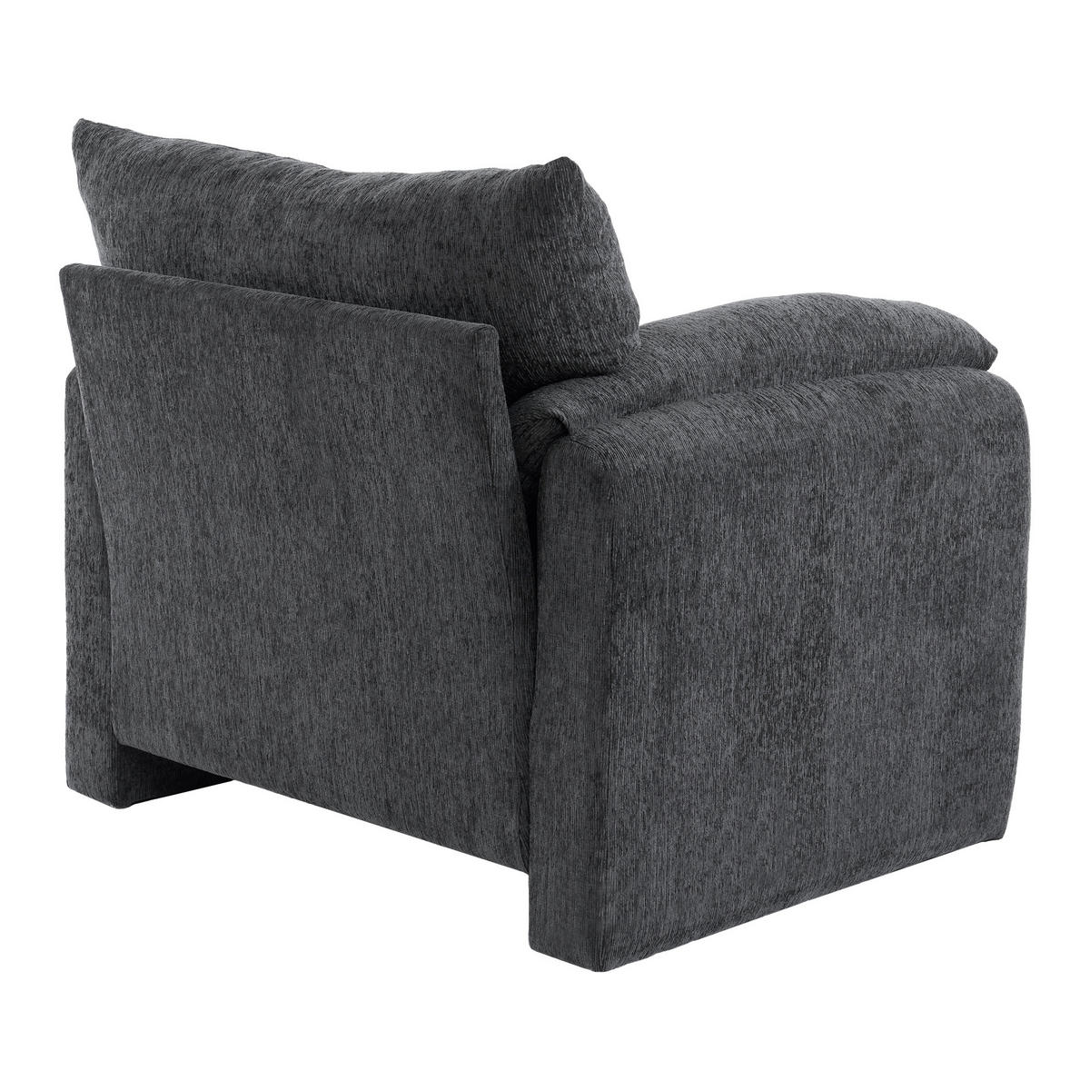 EINZELSOFA Chenille-Stoff Oversized Sessel für Wohnzimmer Schlafzimmer - Grau, Holz (75.49/39.98/65.99cm) - FLIEKS