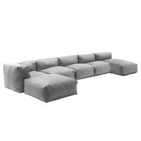 GARTENSOFA 6-tlg., Grau - Grau, Textil (85/65/160cm) - Oviala