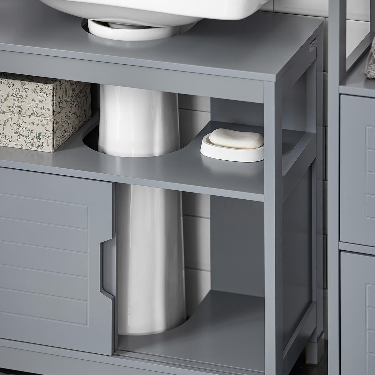 WASCHBECKENUNTERSCHRANK Grau - Grau, Holzwerkstoff (60/60/30cm) - SoBuy