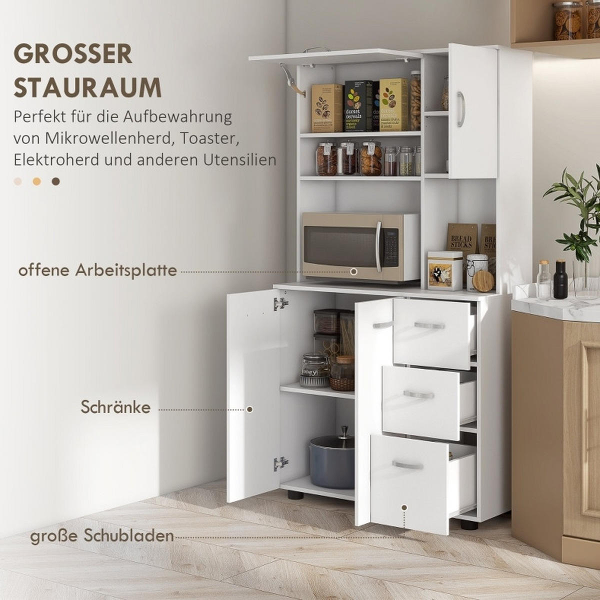 BUFFET 89/39,5/168 cm aus Holzwerkstoff mit höhenverstellbaren Einlegeböden Weiß - Weiß, Holz (89/168/39.5cm) - Modenvie