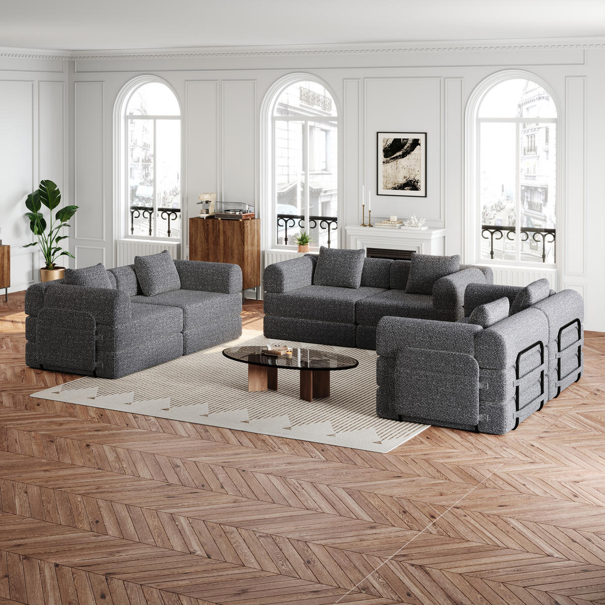 SITZGARNITUR DE-34539 modular Grau - Grau, Metall (183.8/69.8/274cm) - ComfortXL