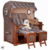 STRANDKORB 2-Sitzer Düne Mahagoni 522 - Braun/Grau, Holz (125/170/80cm) - Mr. Deko