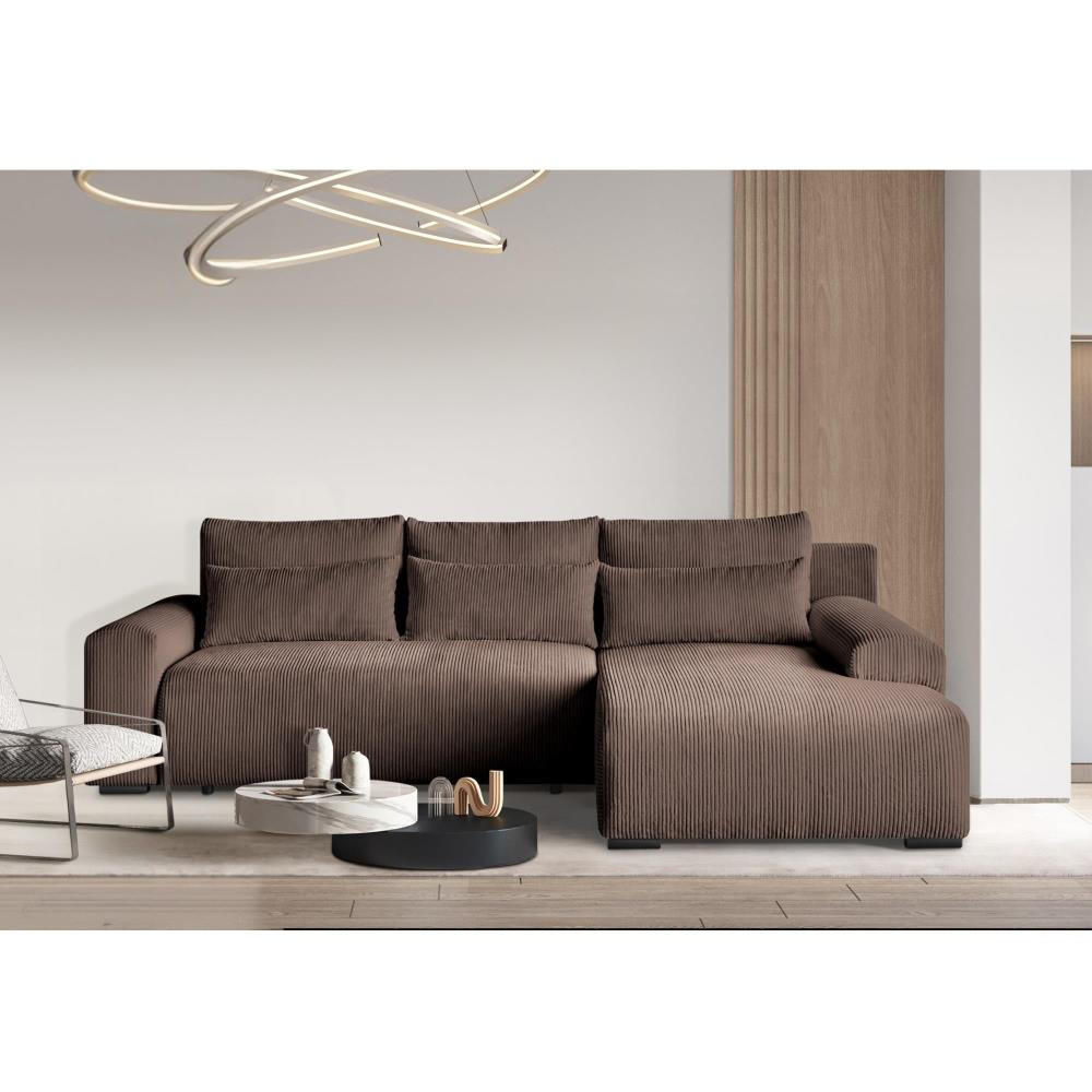 ECKSCHLAFSOFA Benny braun rechts - Schwarz/Braun, Kunststoff/Textil (271/185cm) - Beautysofa