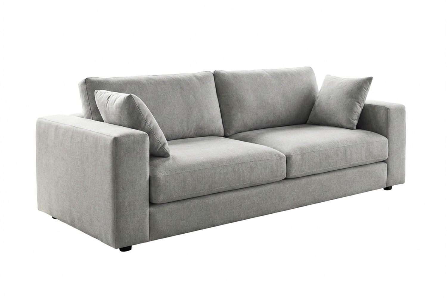 SOFA AMINA Taupe Flachgewebe - Taupe/Schwarz, Buchenholz/Textil (228/82/101cm) - KAWOLA