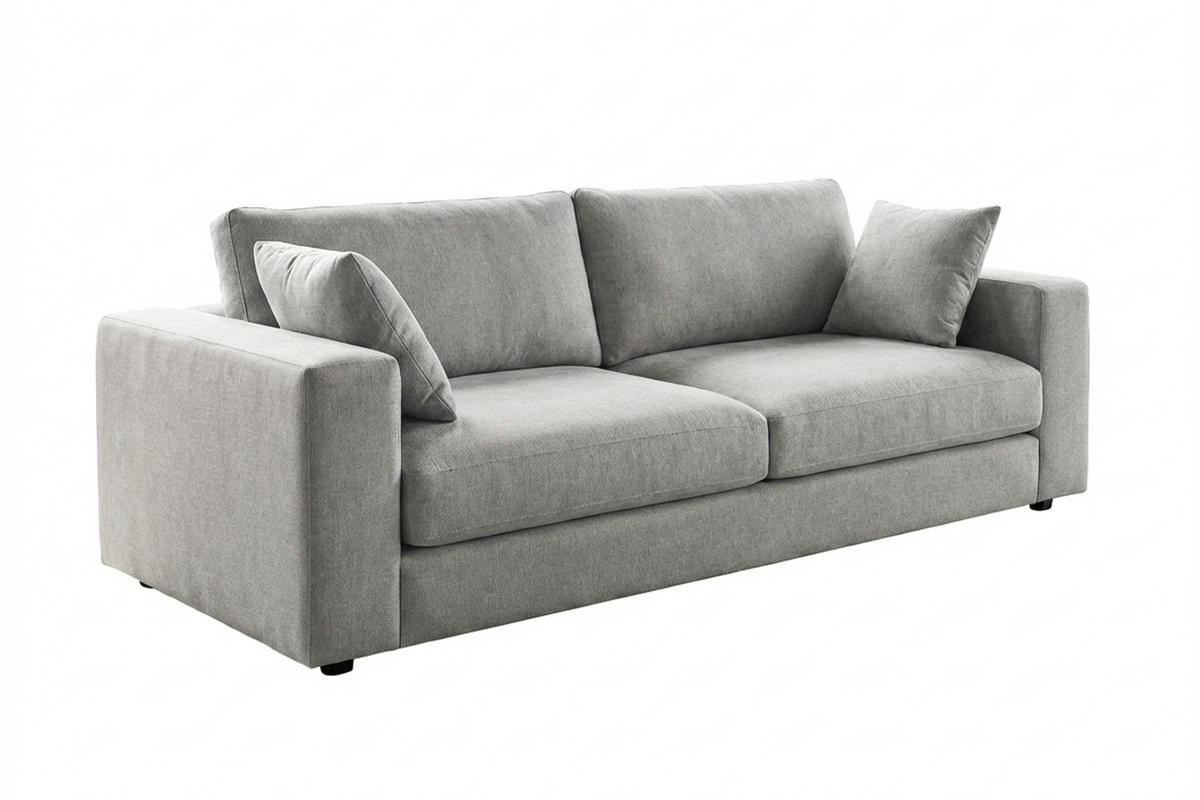 SOFA AMINA Taupe Flachgewebe - Taupe/Schwarz, Buchenholz/Textil (228/82/101cm) - KAWOLA