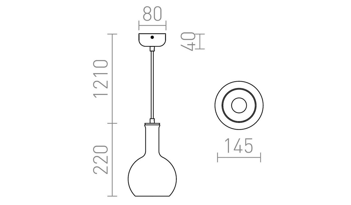 PENDELLEUCHTE PULIRE RD Opalglas 6 W - Eichefarben, Metall (30/30/120cm) - Rendl