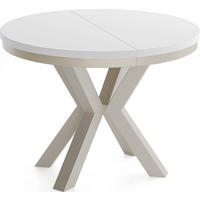 ESSTISCH Clara Grau-Beige runder ausziehbarer, Weiß 100-180/100/76 cm - Weiß/Grau, Holzwerkstoff/Metall (100/176/76cm) - WFL GROUP
