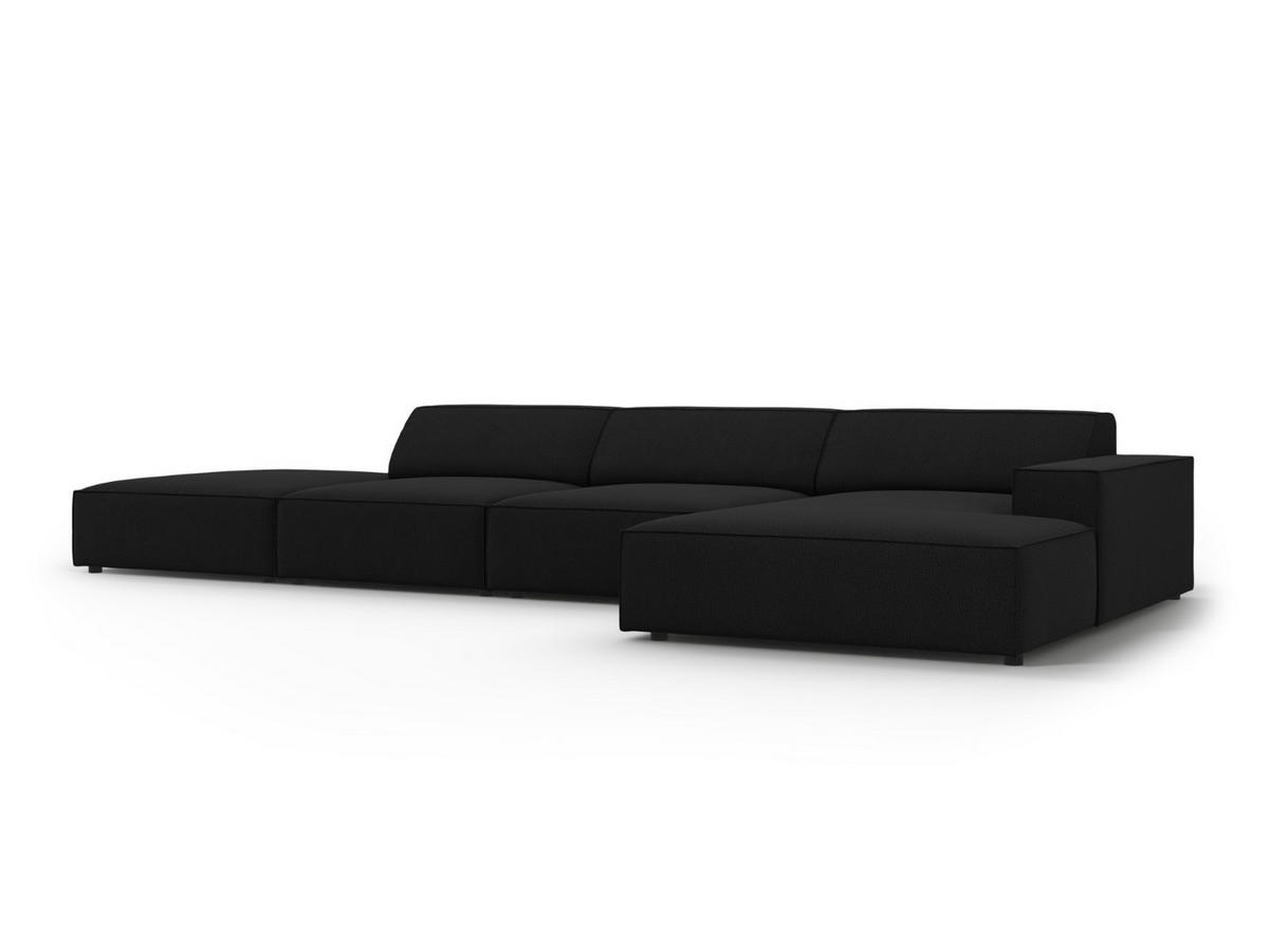 ECKSOFA rechts Jodie aus strukturiertem Stoff schwarz 5 Sitzplätze - Schwarz, Textil (166/341cm) - Micadoni
