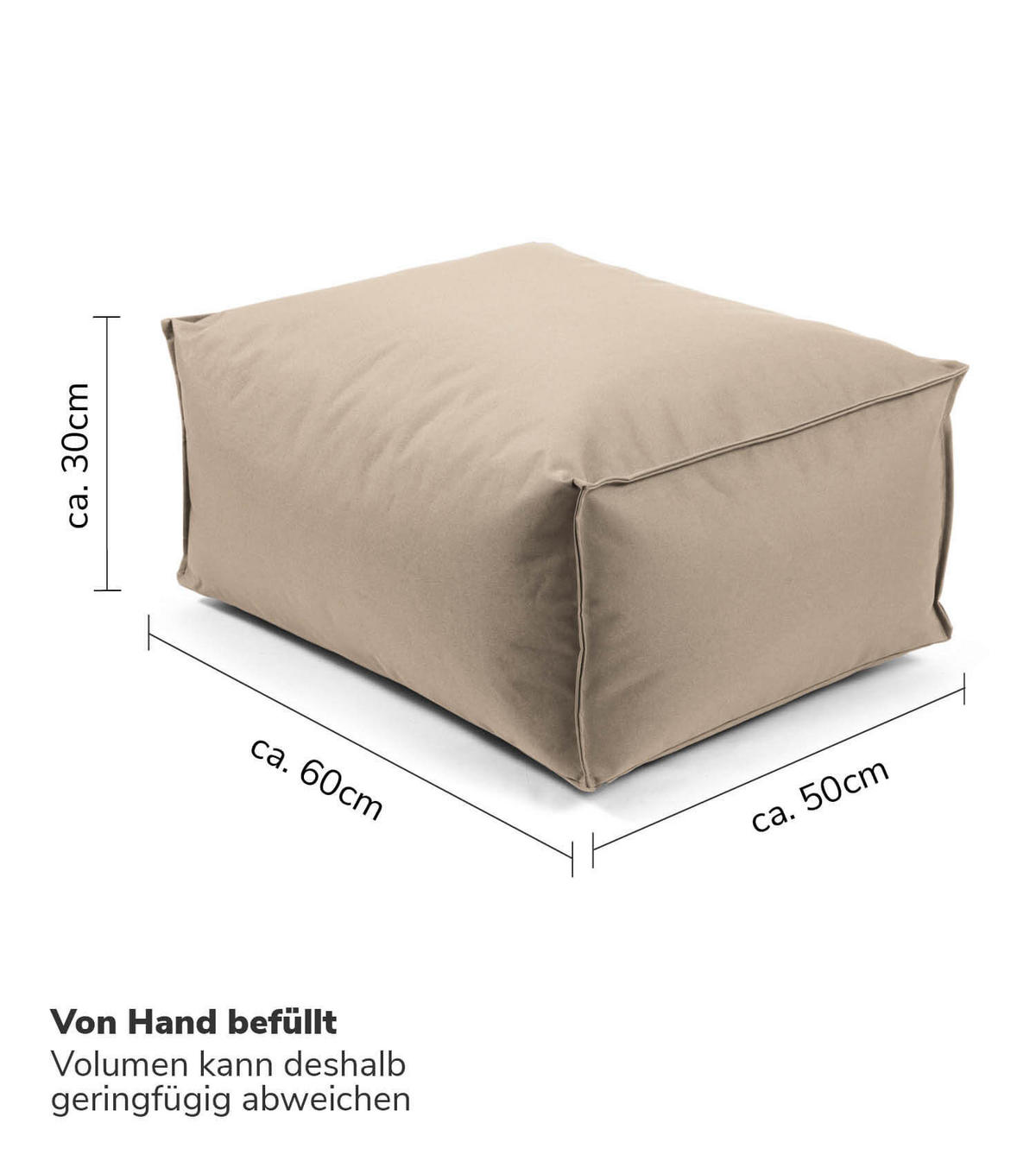 OUTDOOR POUF Der Ruhestifter - Cappuccino, Textil (60/25/45cm) - Mokebo
