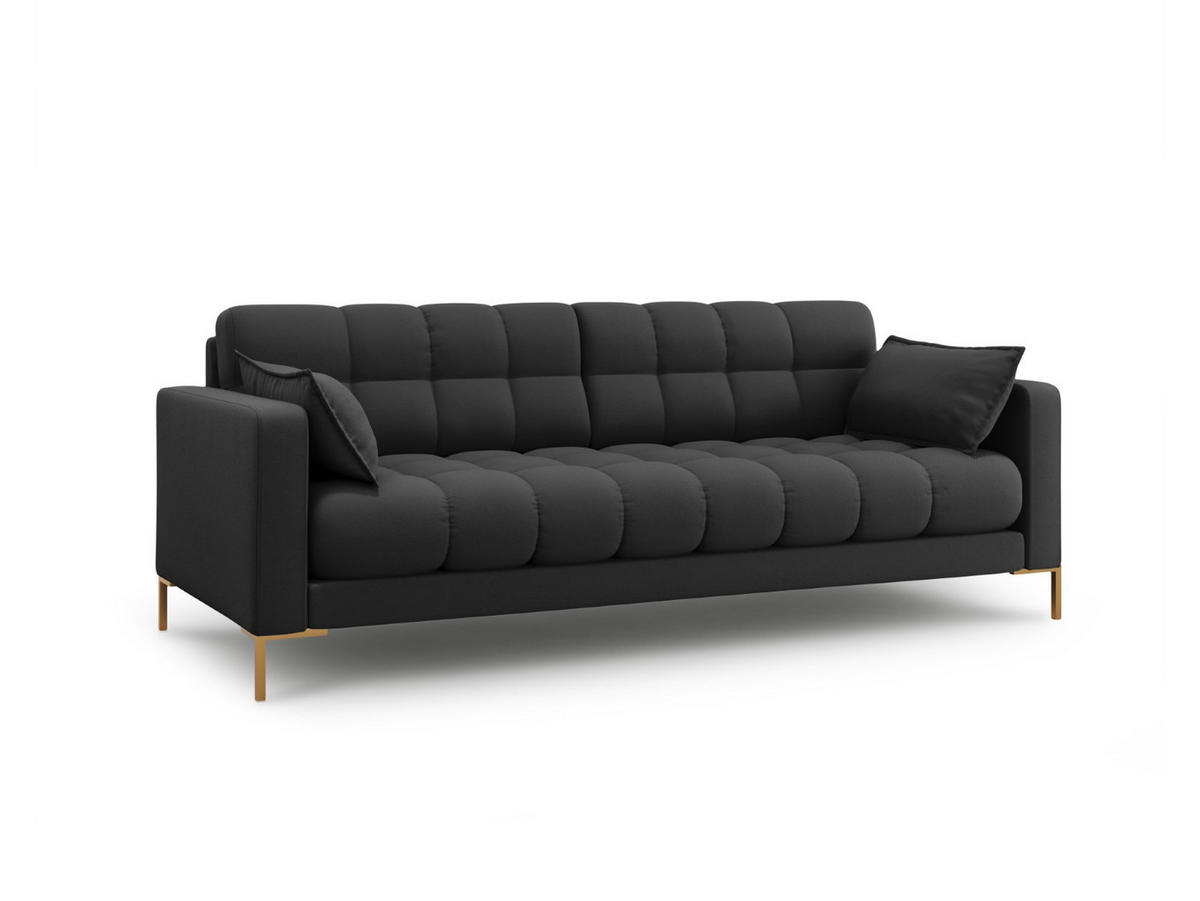 SOFA Mamaia aus strukturiertem Stoff dunkelgrau 3 Sitzplätze - Dunkelgrau, Textil (92/75/177cm) - Micadoni