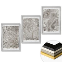 WANDBILDER 3er Set - 40x60 cm Silberner Rahmen - Moderne Formen Malerei - Silberfarben, Kunststoff (40/60cm) - ArtPrintCave