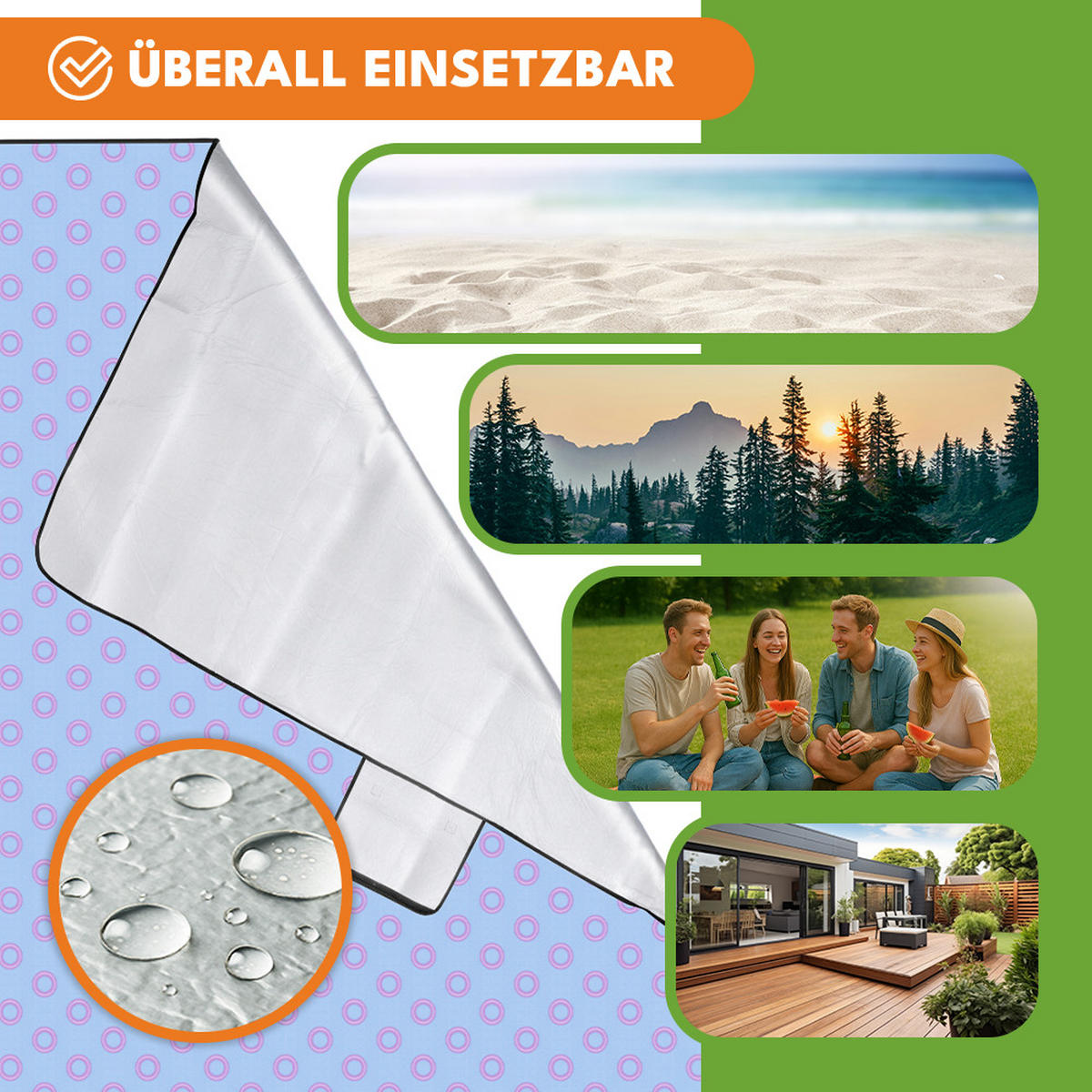 PICKNICKDECKE - Hellblau, Textil (200/200cm) - KRUMAD