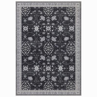 TEPPICH Kurzflor, waschbar, mit floralen Ornamenten, VERNANTE in Schwarz-Creme-Grau, 120 x 170 cm - Schwarz, Textil (120/170cm) - KADIMA DESIGN