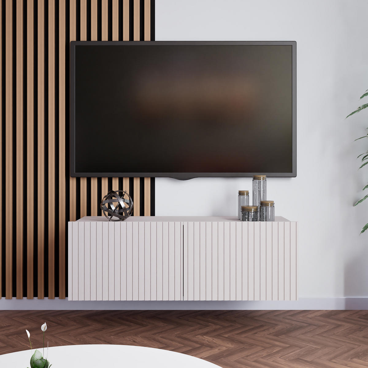 LOWBOARD Kavell mit 2 Türen, 100 cm, stehend/hängend, kaschmir - Kaschmir, Holzwerkstoff (100/37.5/43cm) - Beautysofa