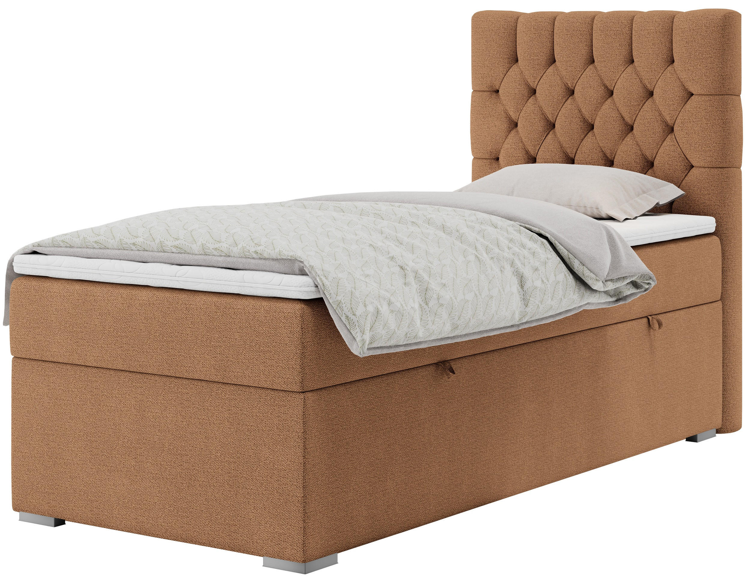 BOXBETT PERA 90/200 Orange Struktur - H3 - Rechts Seite - Orange, Holz/Textil (90/200cm) - MKS