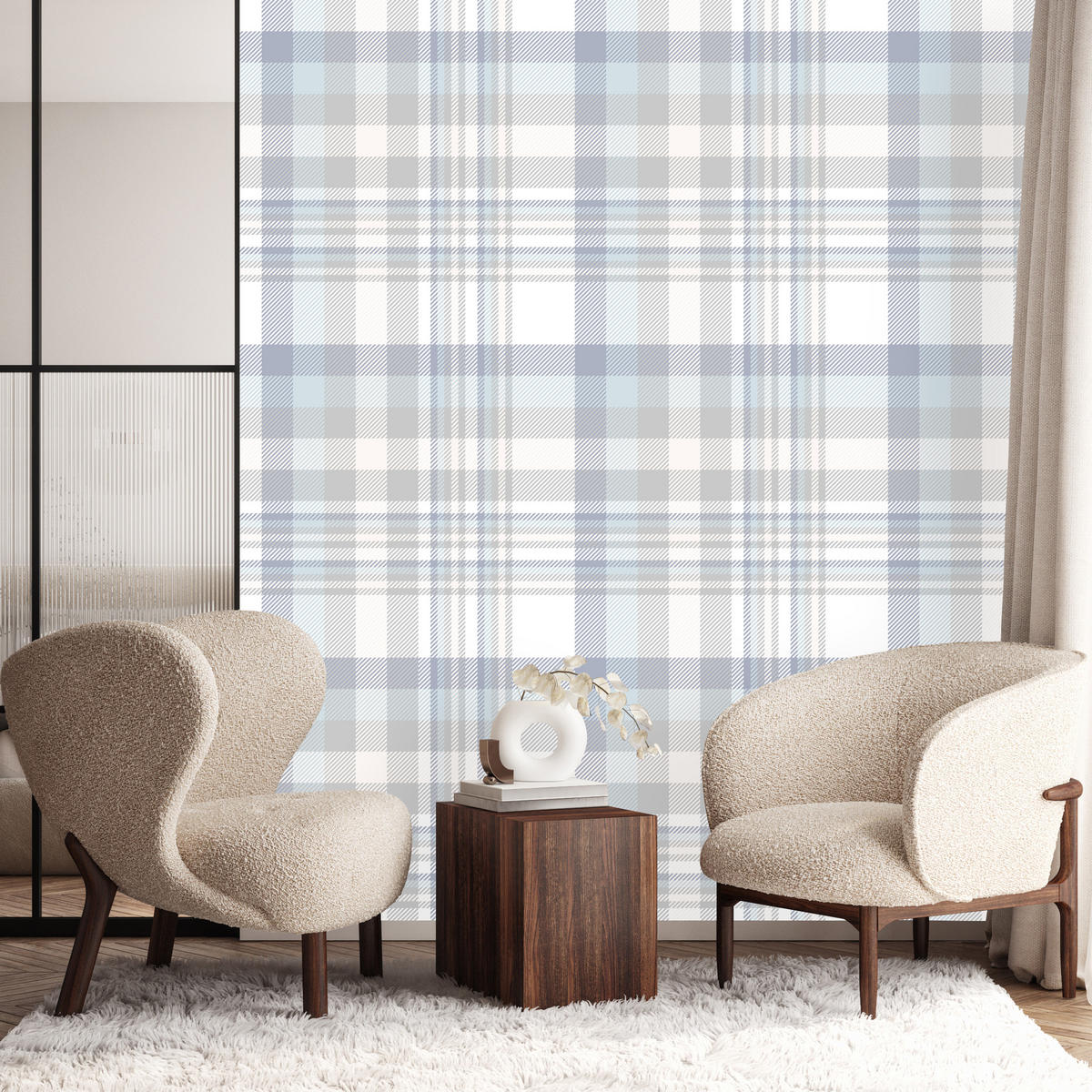 VLIESTAPETE Modernes Karomuster – Grau, Weiß – 50x1000 cm - Weiß/Grau, Papier (50/1000cm) - Muralo