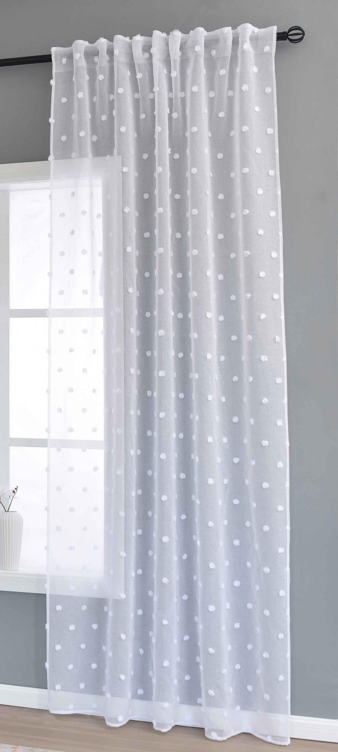 GARDINE VALENCIA HxB 245x145 cm Natur Snowflakes - Weiß, Textil (145/245cm) - Gardinenbox