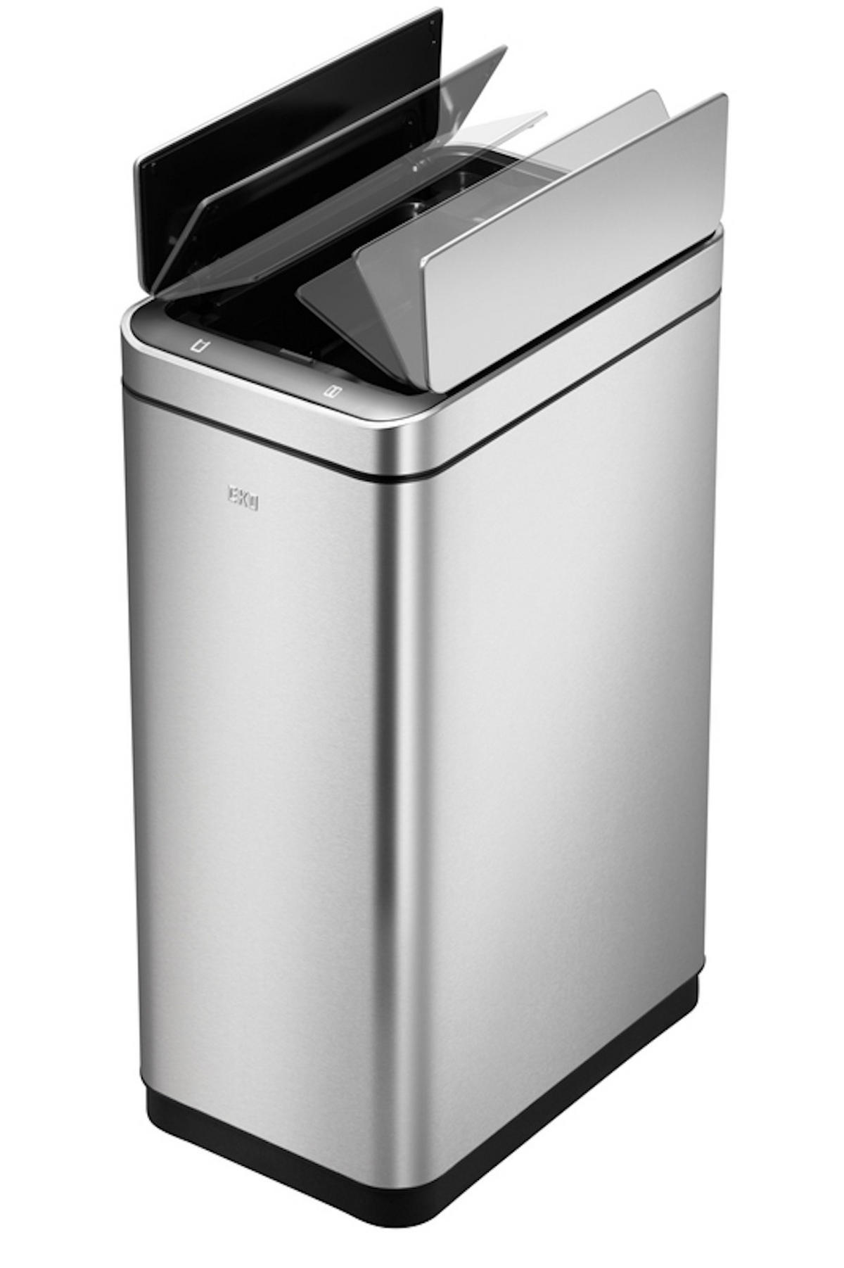 MÜLLEIMER Stilvoller Sensor Aus Gebürstetem Edelstahl 30 Liter 62 x 25,2 x 37,7 cm Silber - Silberfarben, Metall (25.2/62/37.7cm) - PROREGAL