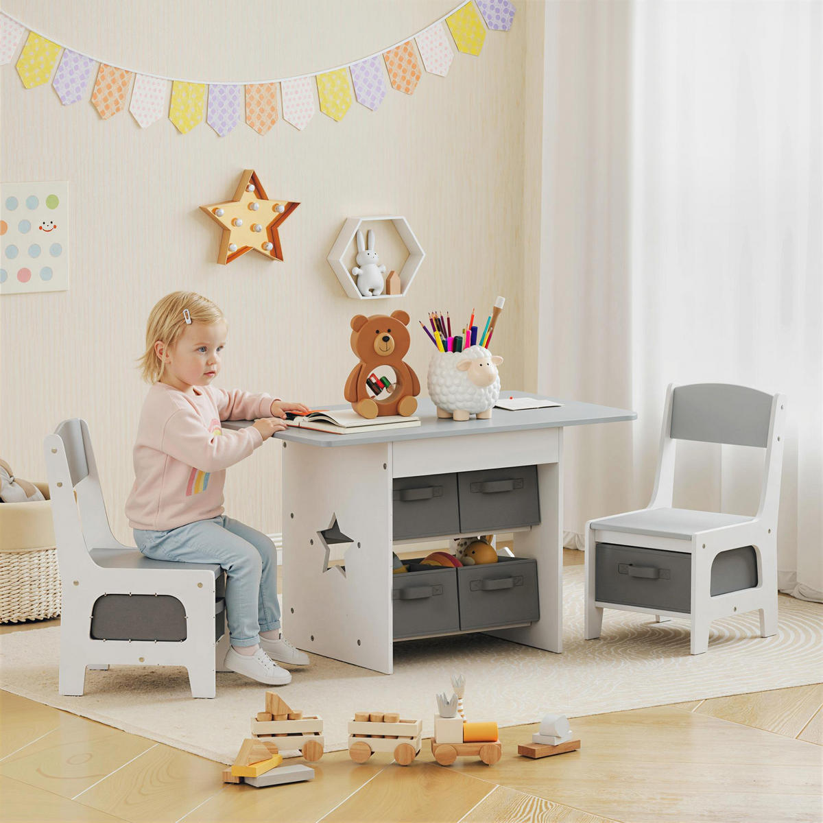 KINDERSITZGRUPPE DE-17540 6 herausnehmbare Schubladen Grau - Grau, Holzwerkstoff (48/49/80cm) - ComfortXL