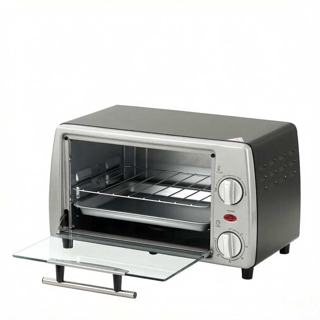 MINIBACKOFEN Kompakt, Praktischer Tischbackofen für Küche, Kleiner Elektrobackofen für Backen, Grillen & Aufwärmen - Silberfarben, Metall (36.5/22/26cm) - Beaface