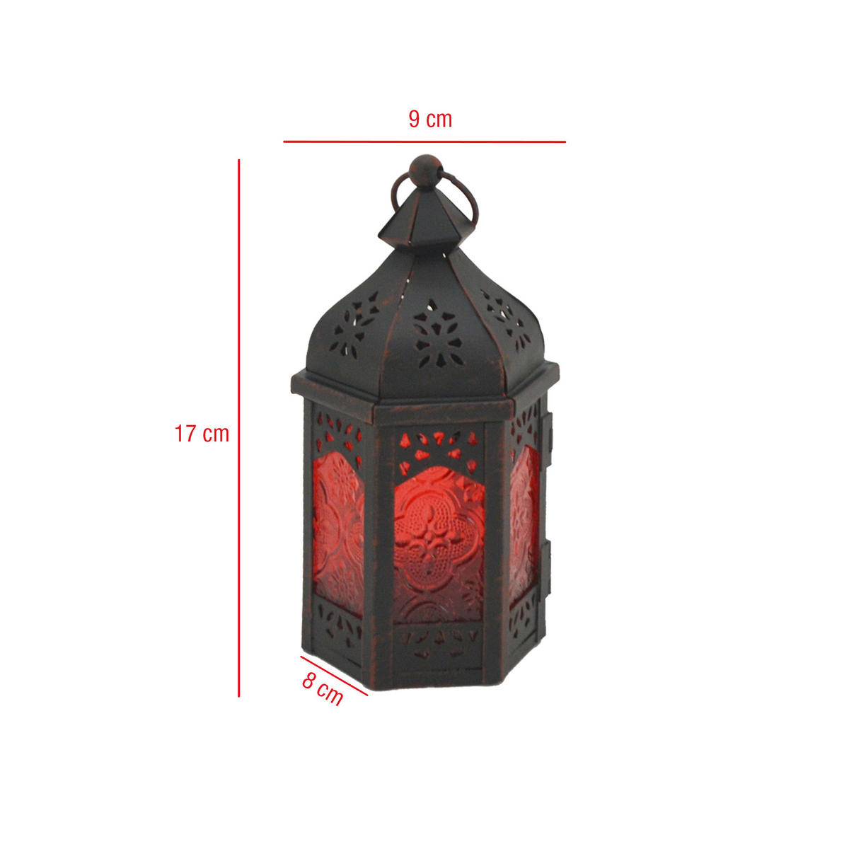 DEKORATIVE LATERNE Rot 8/9/17 cm - Rot, Metall (8/17/9cm) - Mobili Rebecca