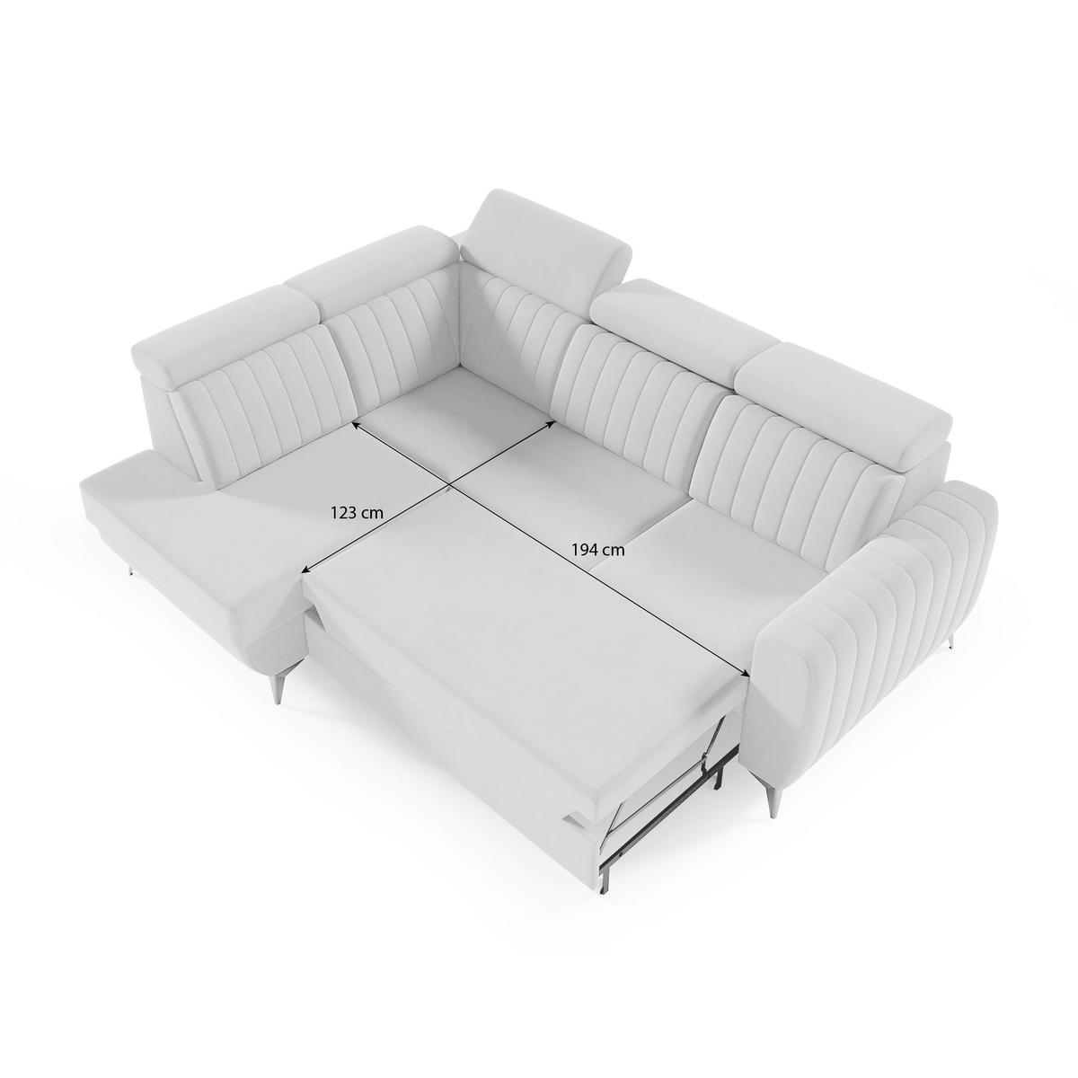 ECKSCHLAFSOFA Connor II verstellbare Kopfstützen, Dunkelgrün, links - Dunkelgrün/Schwarz, Textil (268/204cm) - Beautysofa