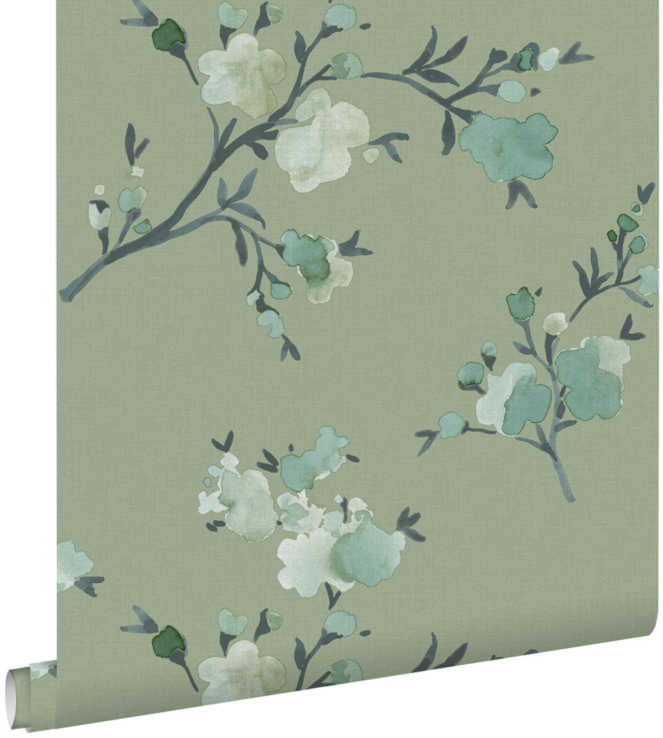 TAPETE Kirschblüten 53 cm x 10.05 m - Grün, Papier (53/1000cm) - ESTAhome