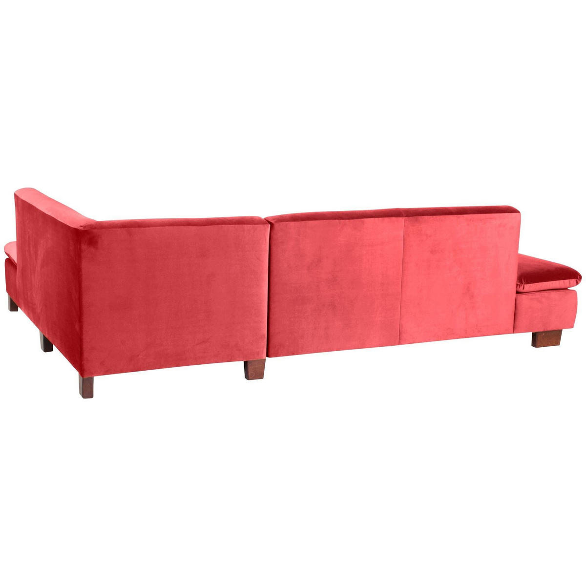 ECKSOFA mit Ottomane rechts Kaye Bezug Samtvelours Buche nussbaum dunkel / rot - Rot, Kunststoff (270/190cm) - 58aufmkessel