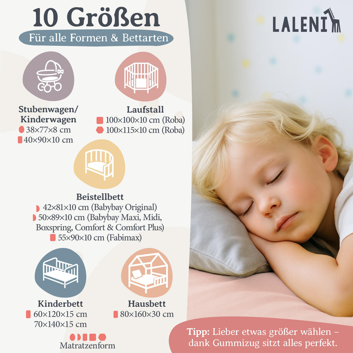SPANNBETTLAKEN für Beistellbett & Stubenwagen – 100% Baumwolle, Atmungsaktiv & Weich, 100x115x10 cm, Rosa - Rosa, Textil (100/115cm) - Laleni