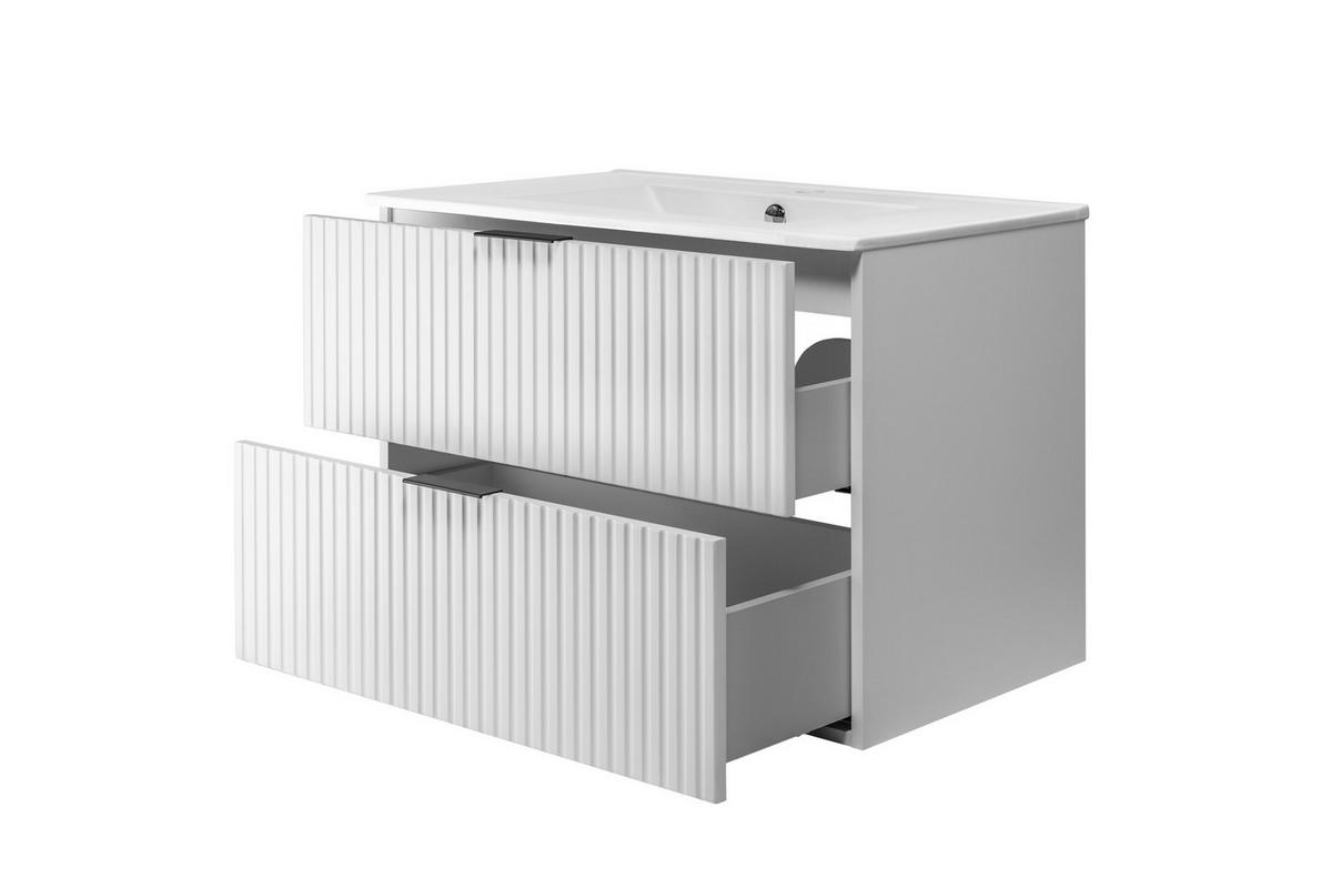WASCHBECKUNTERSCHRANK + Waschbecken Weiß matt 80/57/46 cm - Weiß, Holzwerkstoff (80/46/57cm) - Rodan