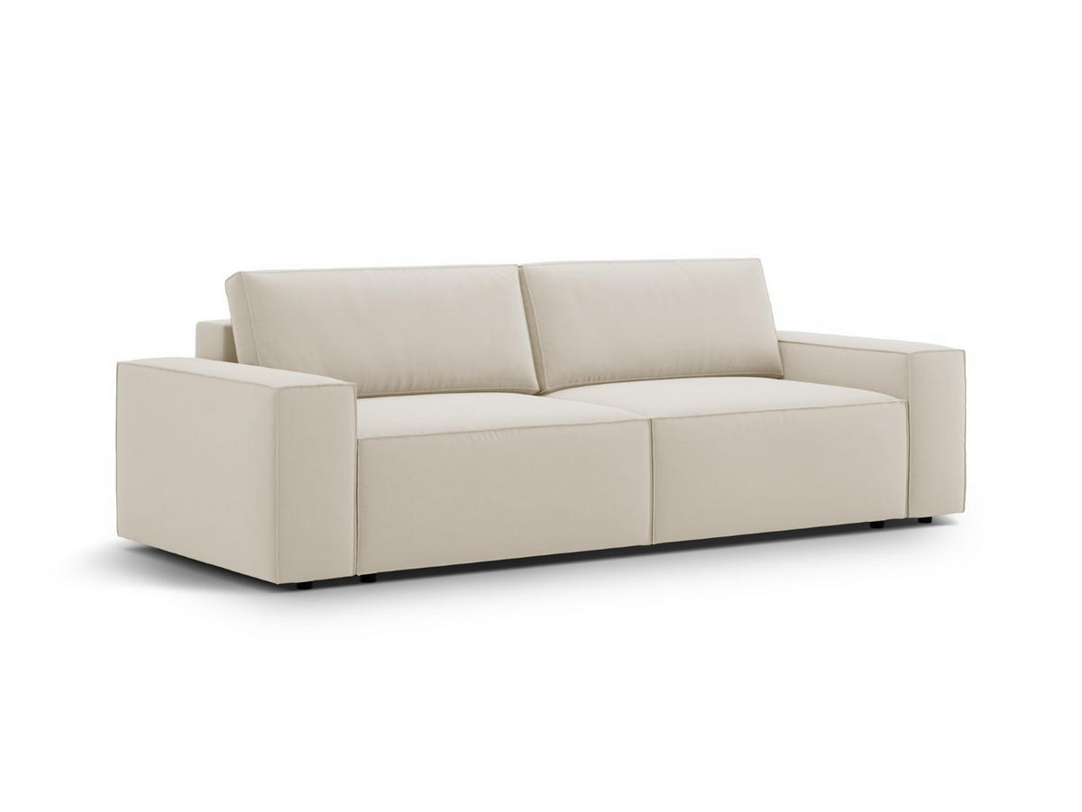 SOFA ausklappbar mit Bettkasten Jodie aus Samt dunkelbeige 3 Sitzplätze - Mokka, Textil (107/86/247cm) - Micadoni