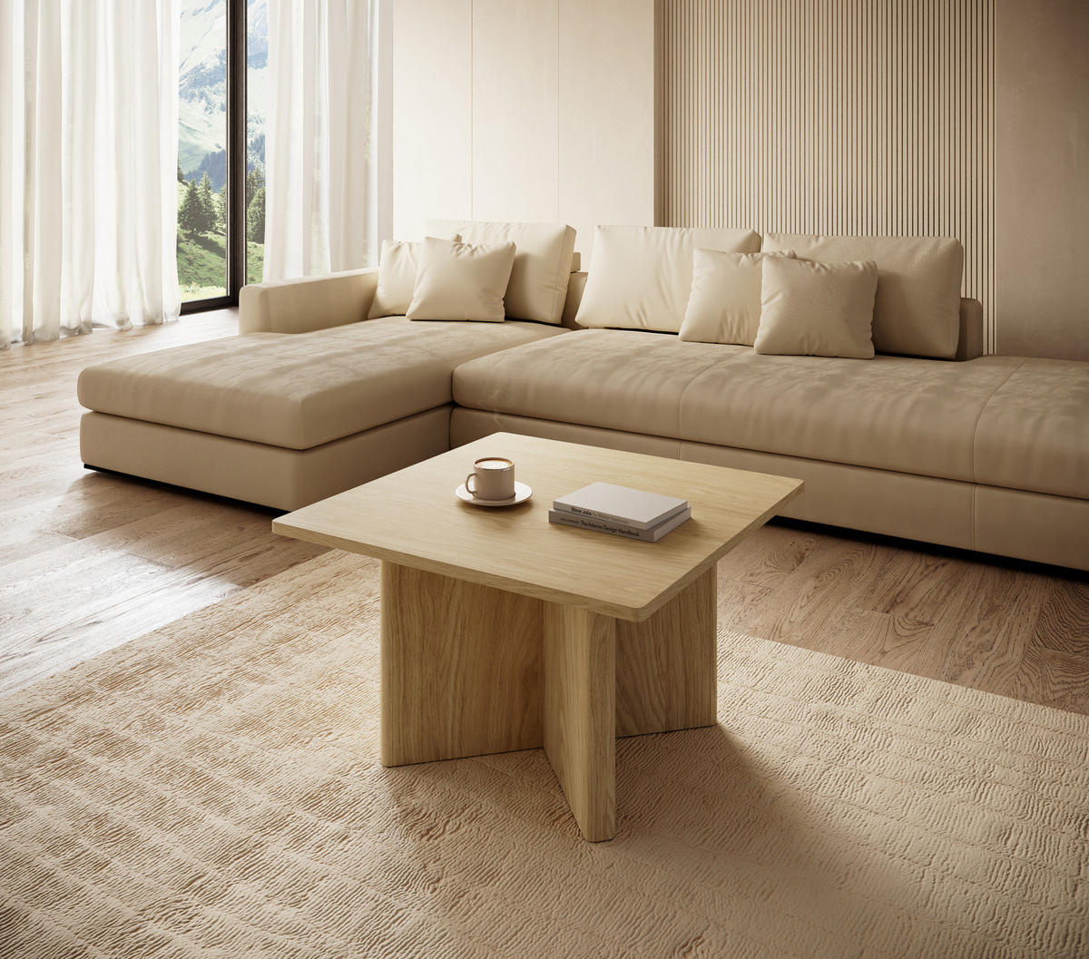 COUCHTISCH VIRONE (Geölte Eiche, Quadratisch, leicht abgerundete Ecken, 80x80 cm) - Eichefarben, Holz/Holzwerkstoff (80/80/49cm) - Ravio
