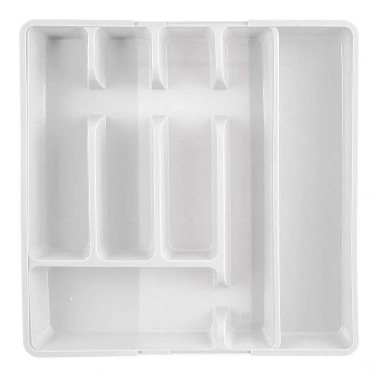 BESTECKSCHUBLADENEINSATZ ausziehbar weiß 36,5 x 27,5–44 cm - Weiß, Kunststoff (36.5/4.5/27.5cm) - Orion 
