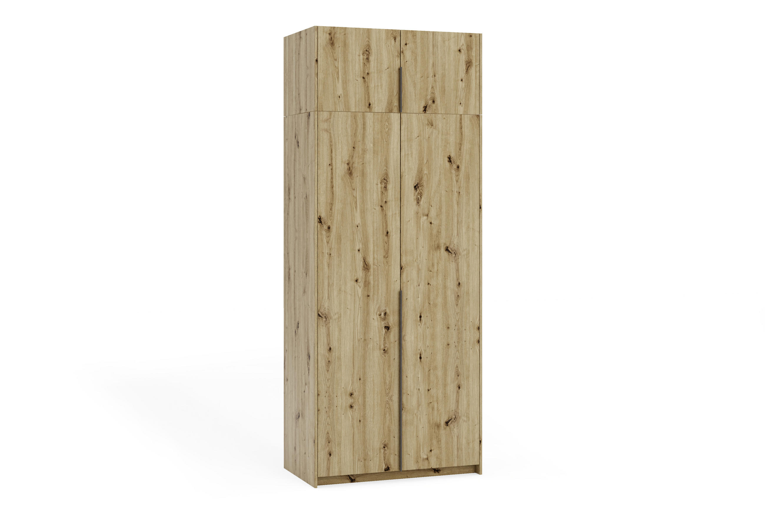DREHTÜRENSCHRANK Apollonia I ohne Spiegel 100x204cm 2-türig, artisan, schwarze Griffe - Schwarz/Braun, Kunststoff (58/250/100cm) - Margaret Hadas24