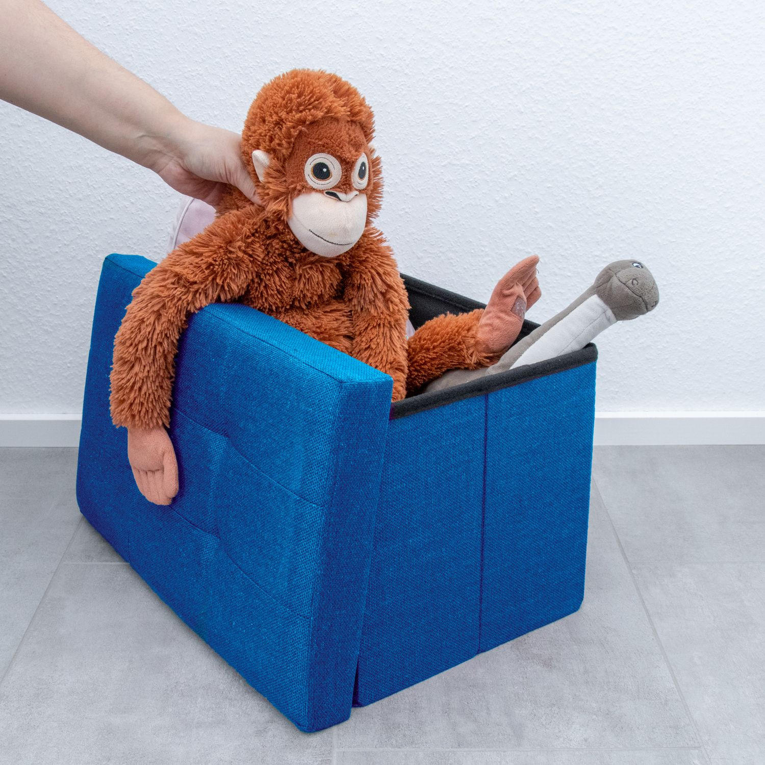 SITZBOX Faltbar mit Stauraum 49/30/30 cm (Blau) - Blau, Textil (30/30/49cm) - Intirilife