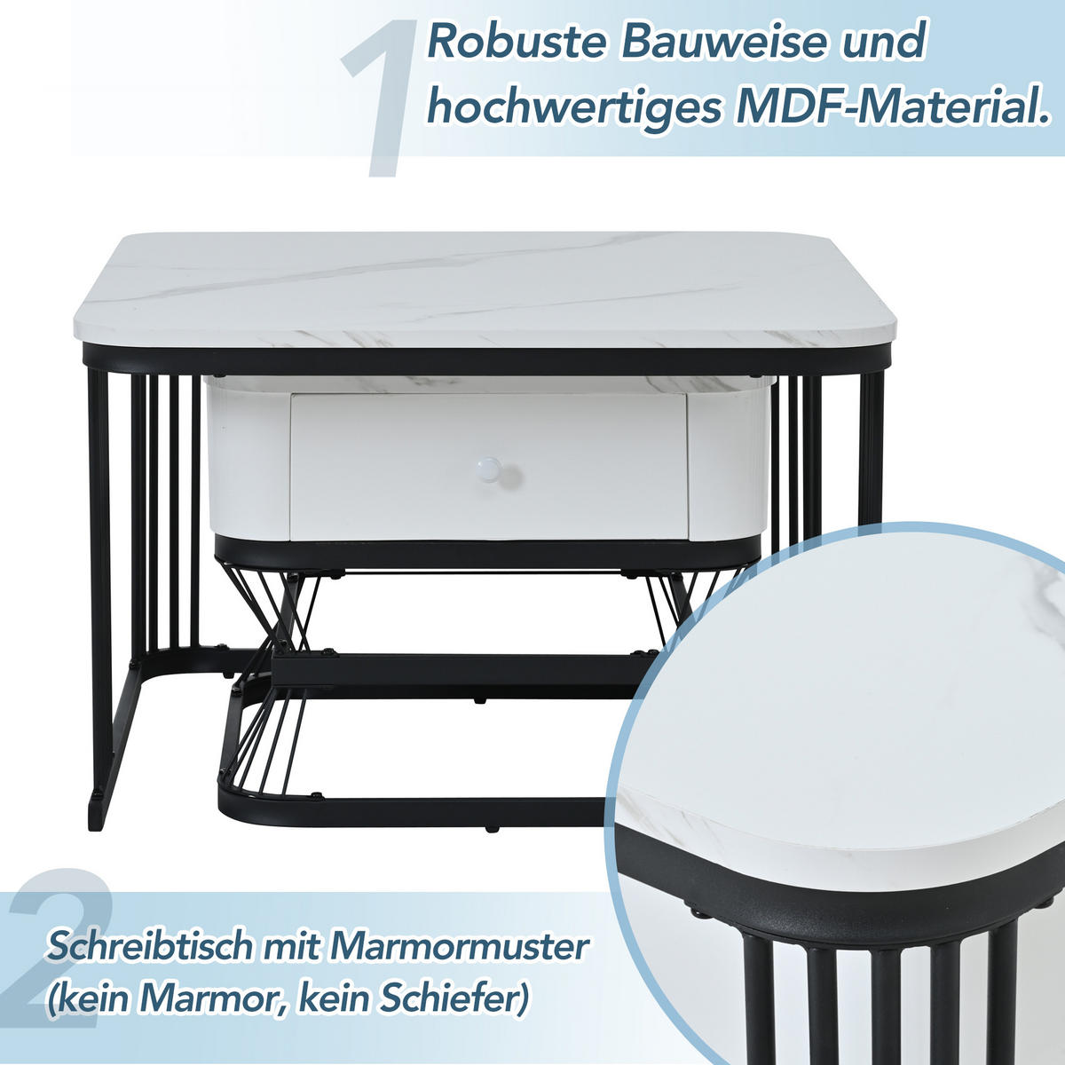 COUCHTISCH-SET Weiß/Schwarz 2er-Set 70/70/45 cm + 50/50/40 cm - Weiß, Glas (70/70/45cm) - PANGIVO