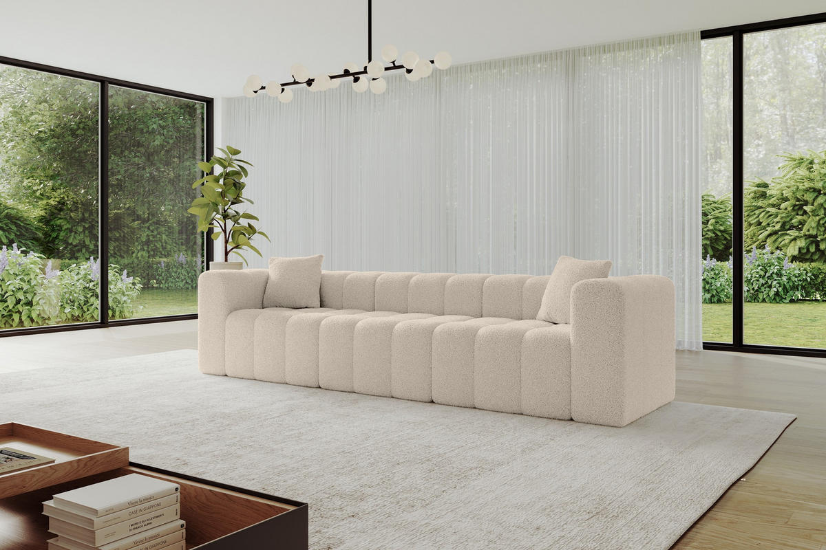 POHOVKA 3-MÍSTNÁ DONY-3 315x90x71 cm Tmavě béžová Buklé - kapučínová/černá, kompozitní dřevo/textil (315/71/90cm) - ALTDECOR