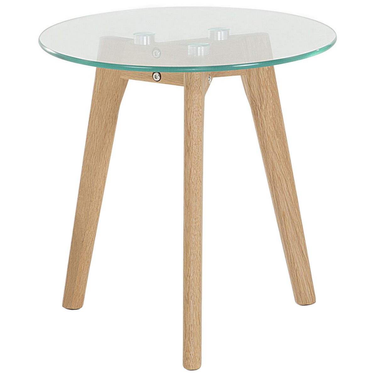 COUCHTISCH 2er-Set Rund Transparent, Hell Holz Missouri - Transparent, Glas (50/50cm) - Beliani