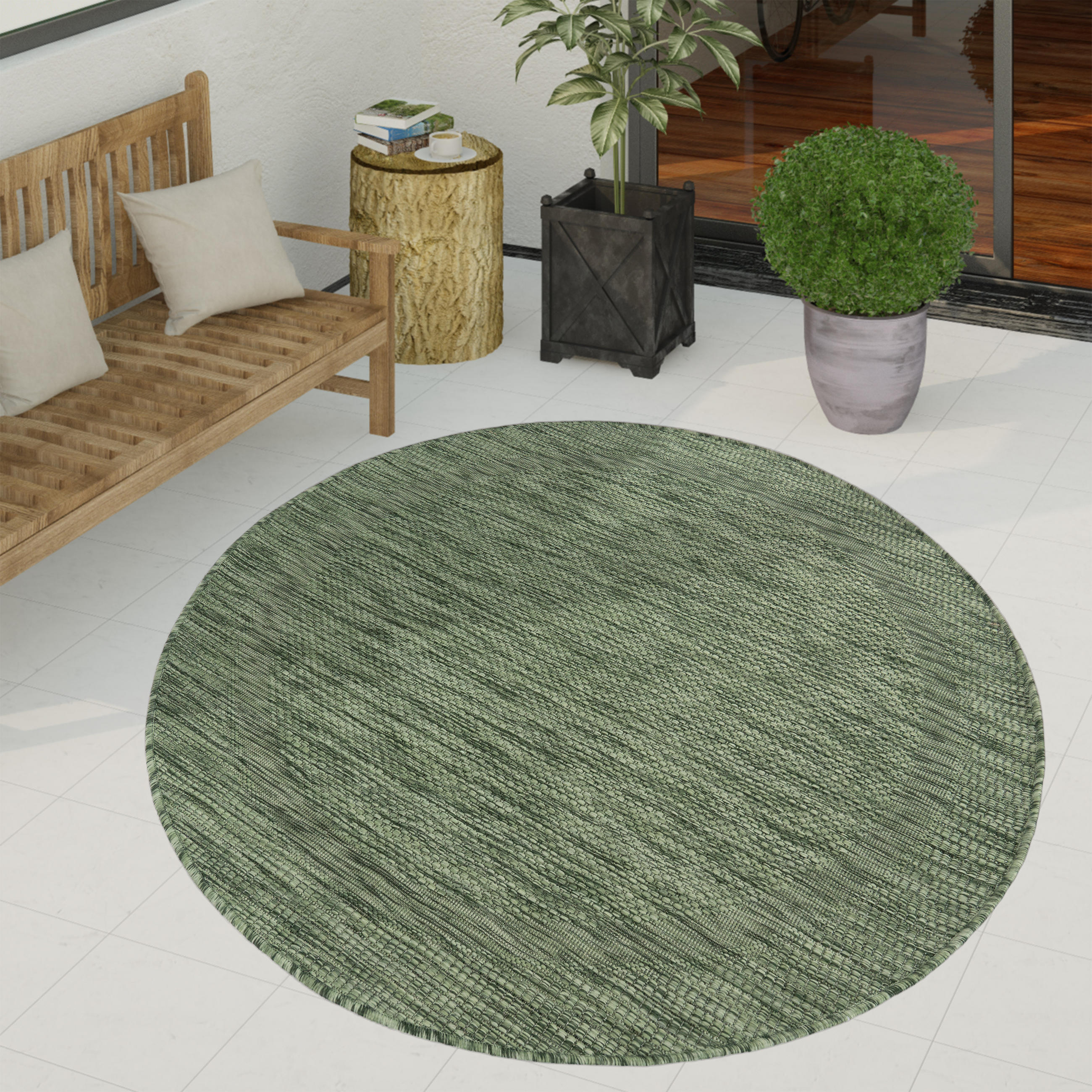 OUTDOORTEPPICH 120/120 cm Roma 272 - Grün, Textil (120/120cm) - Paco Home
